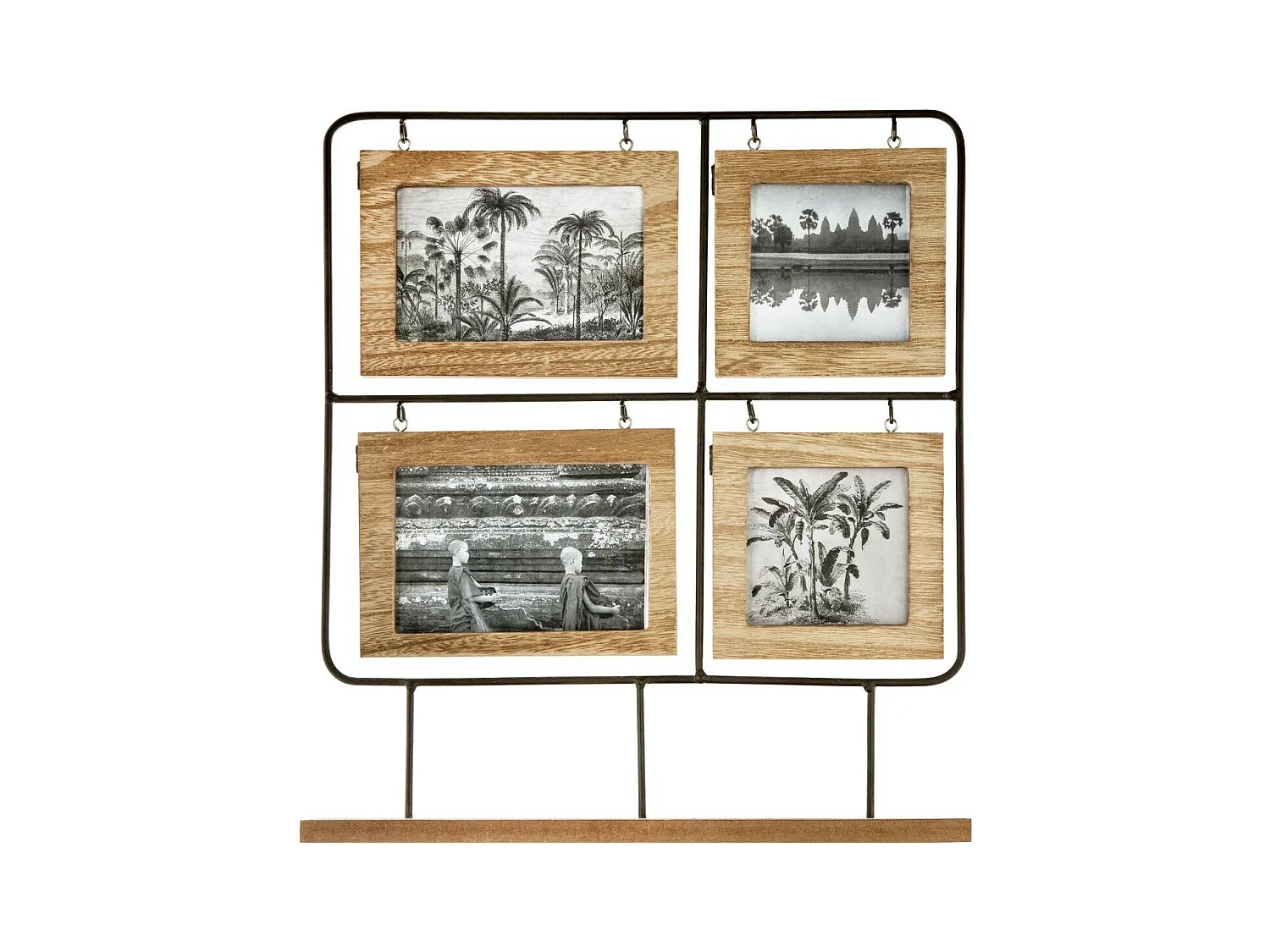 Cadre Pêle-mêle Multivues à poser 4 Photos en bois et métal 36 x 42 cm