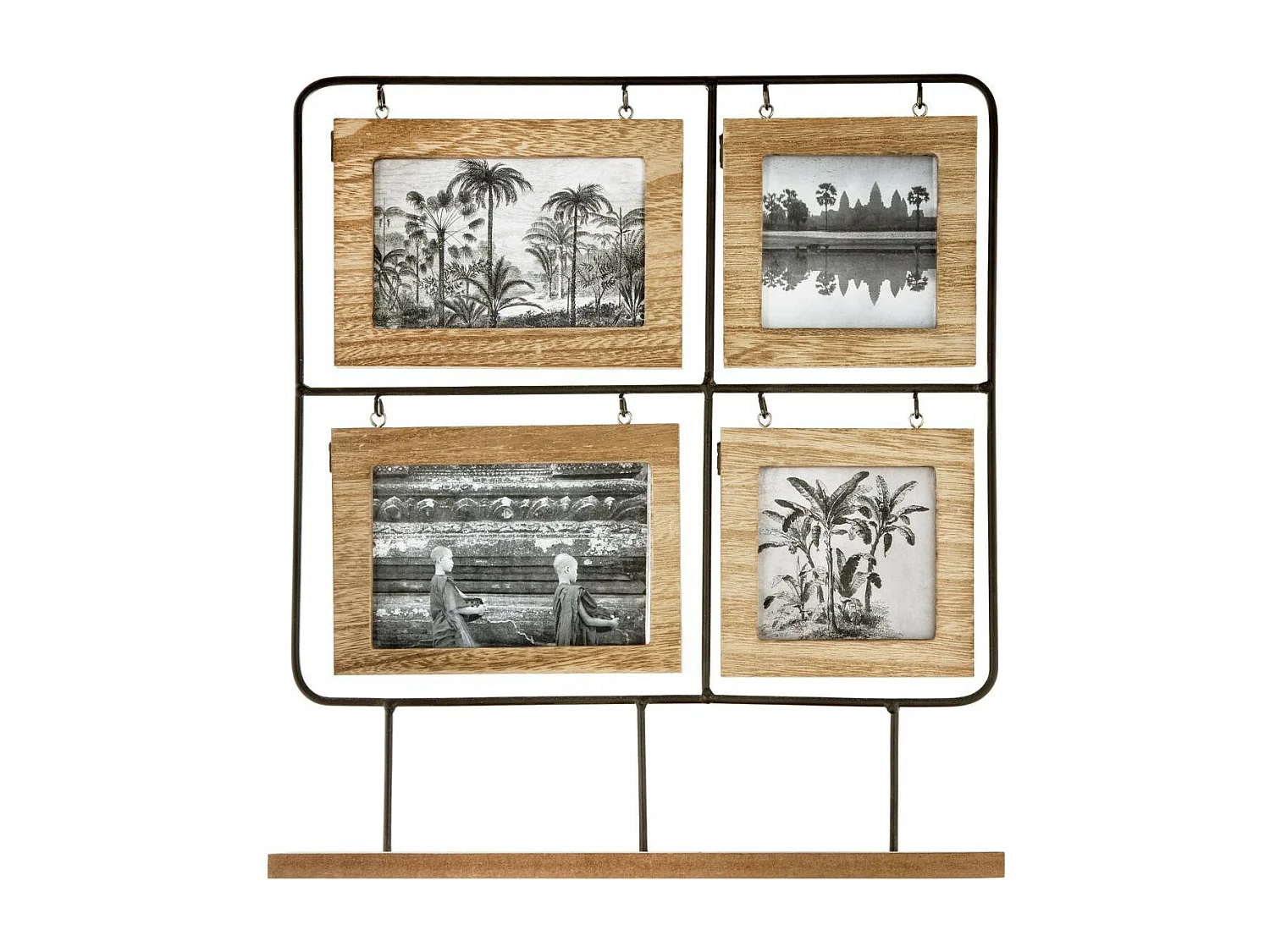 Cadre Pêle-mêle Multivues à poser 4 Photos en bois et métal 36 x 42 cm