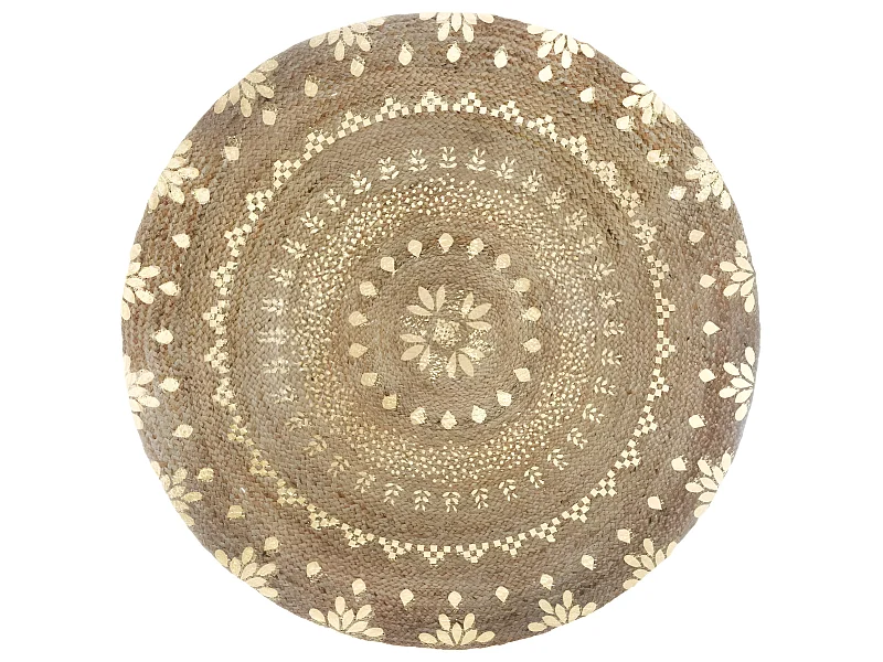 Tapis Rond en Jute éclats dorés D 115 cm