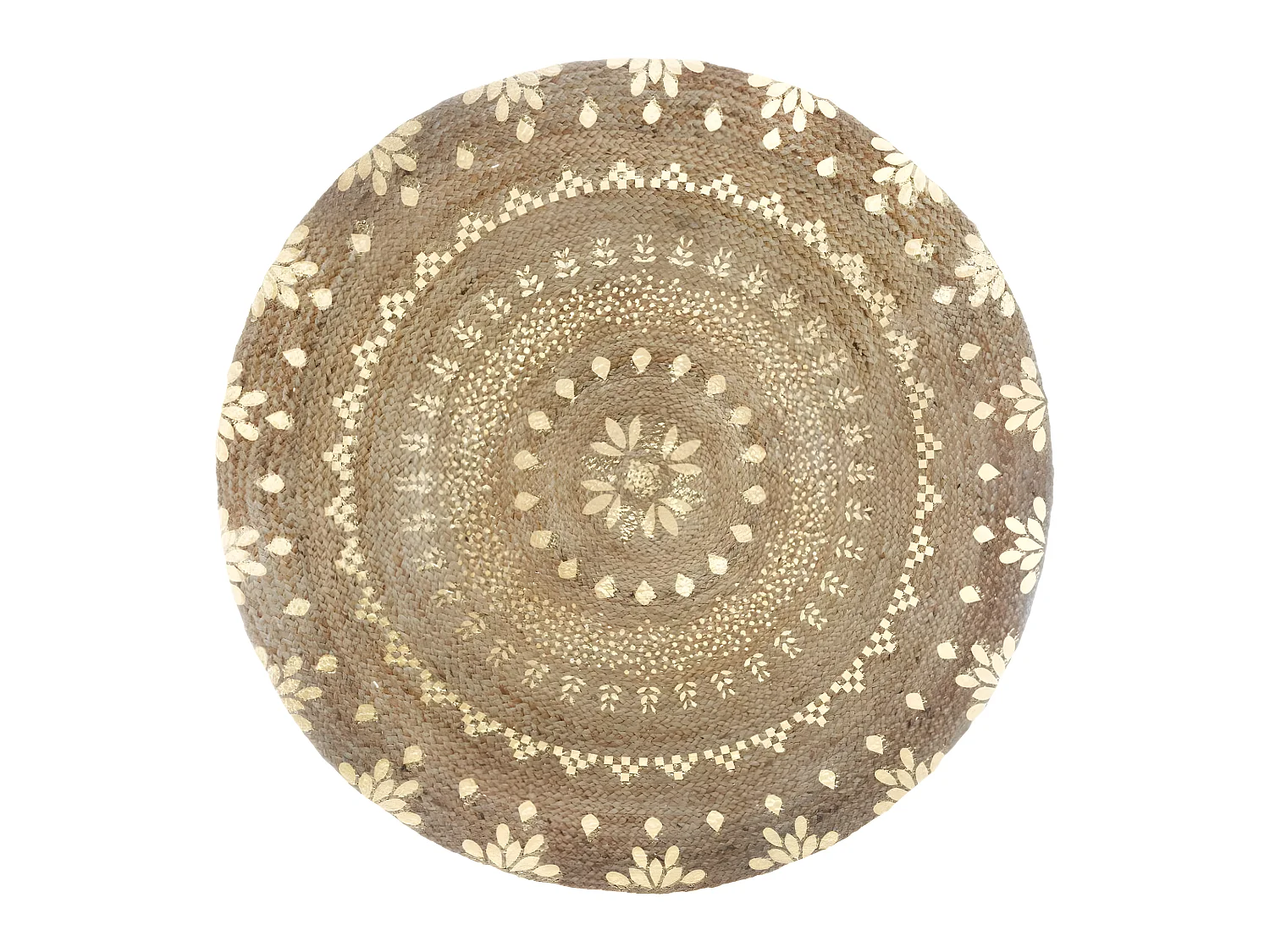 Tapis Rond en Jute éclats dorés D 115 cm