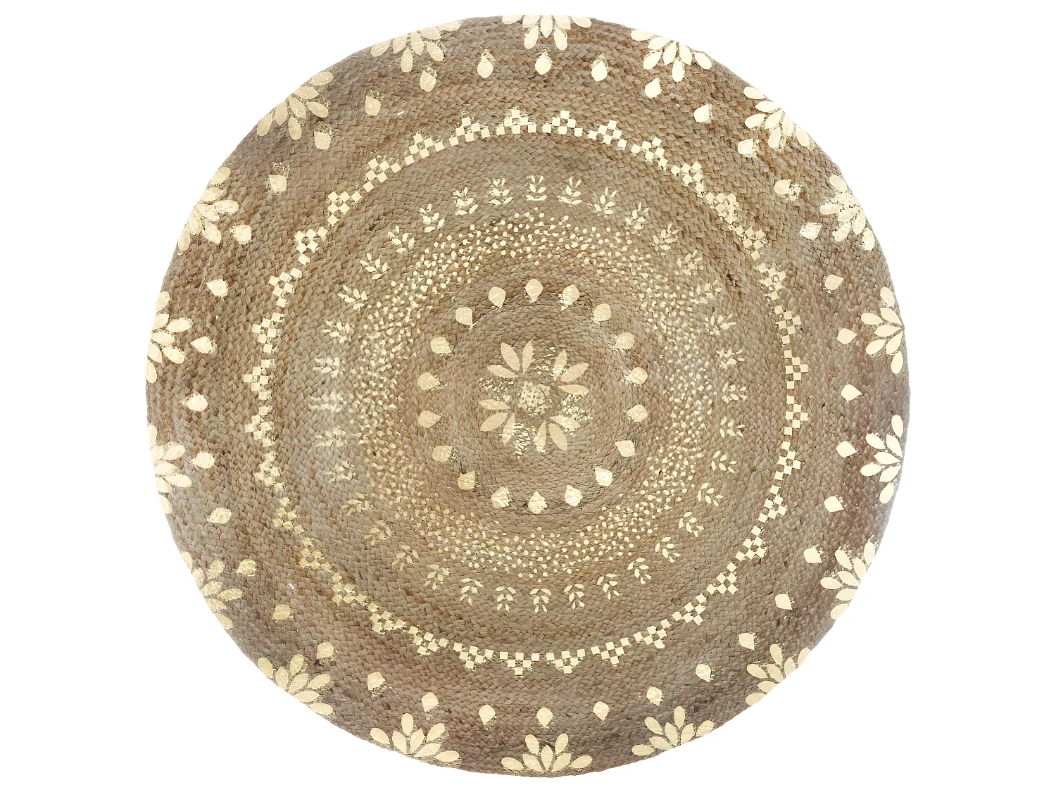 Tapis Rond en Jute éclats dorés D 115 cm
