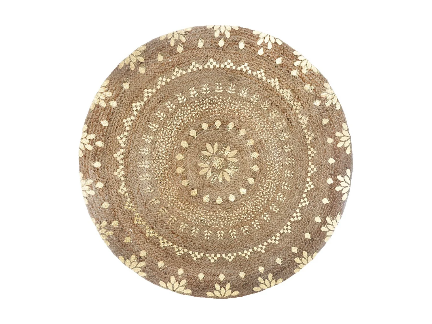 Tapis Rond en Jute éclats dorés D 115 cm