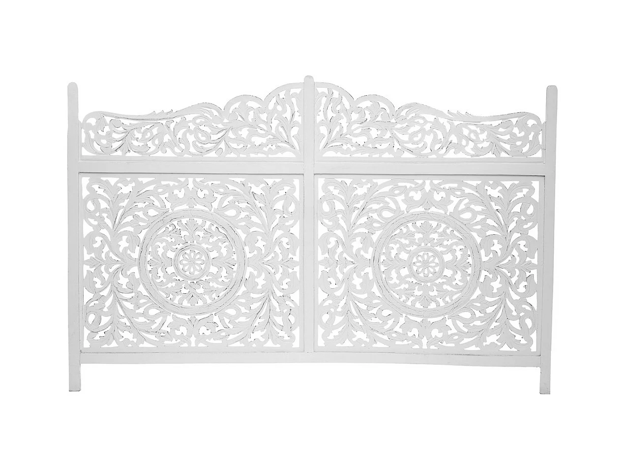 Tête de Lit en Bois Blanc sculpté aspect vieilli 181 x 123 cm