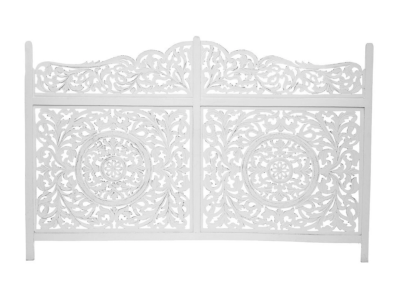 Tête de Lit en Bois Blanc sculpté aspect vieilli 181 x 123 cm