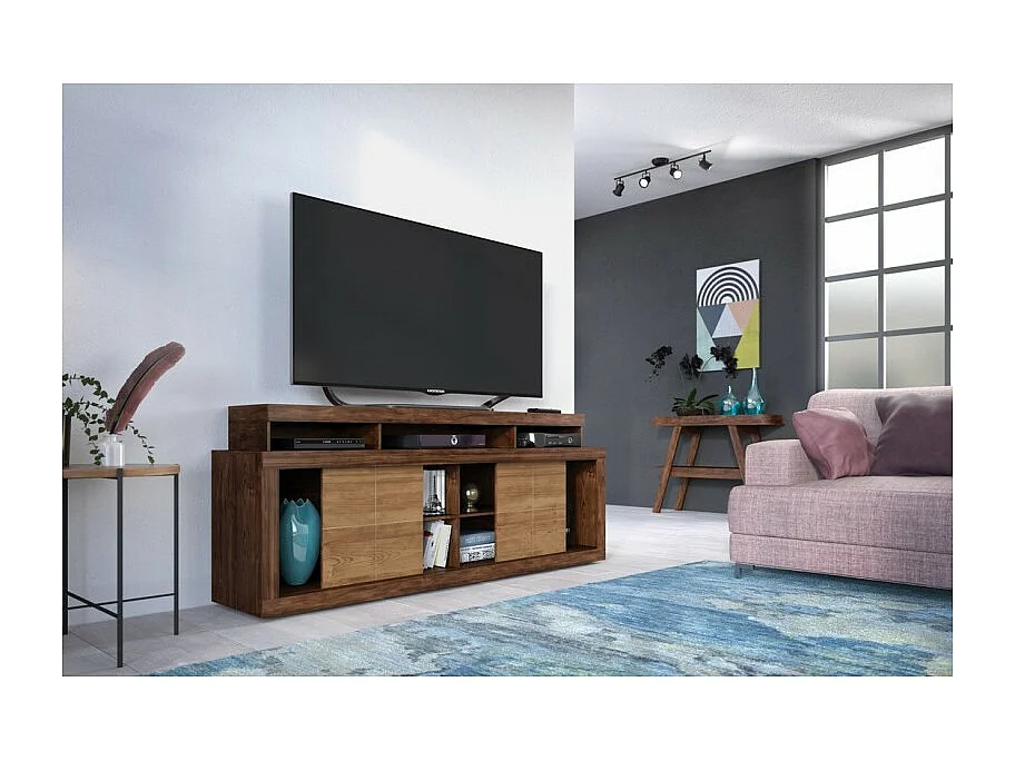 Meuble TV 70 Pouces TITAN Wengué et Chêne