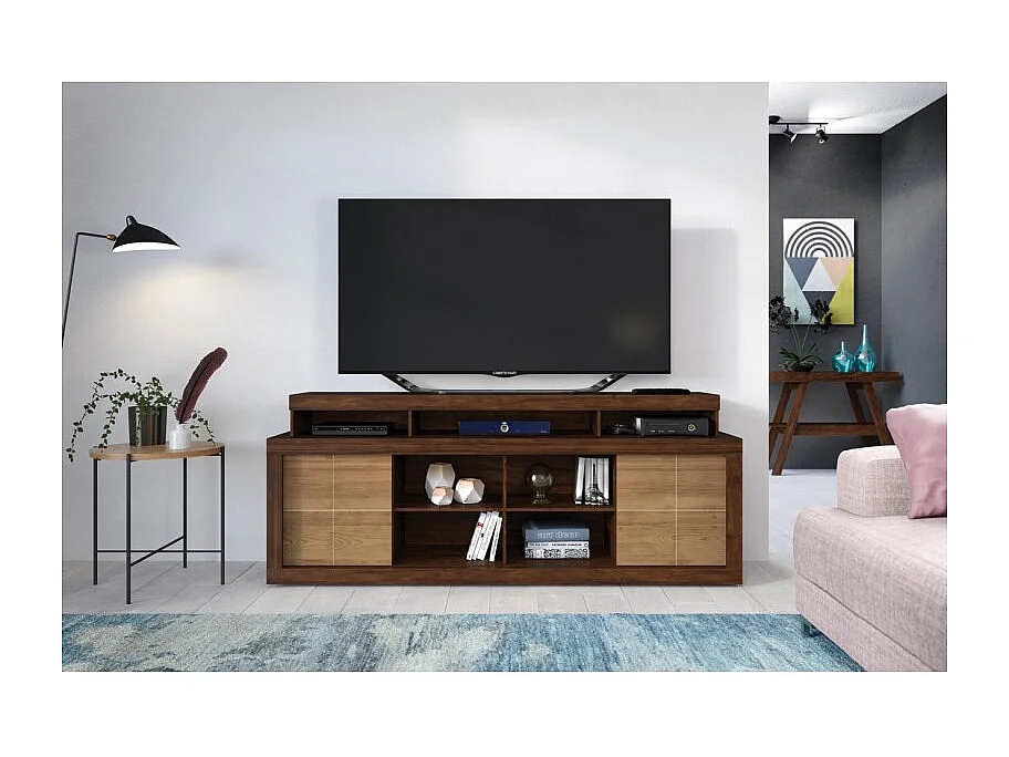 Meuble TV 70 Pouces TITAN Wengué et Chêne