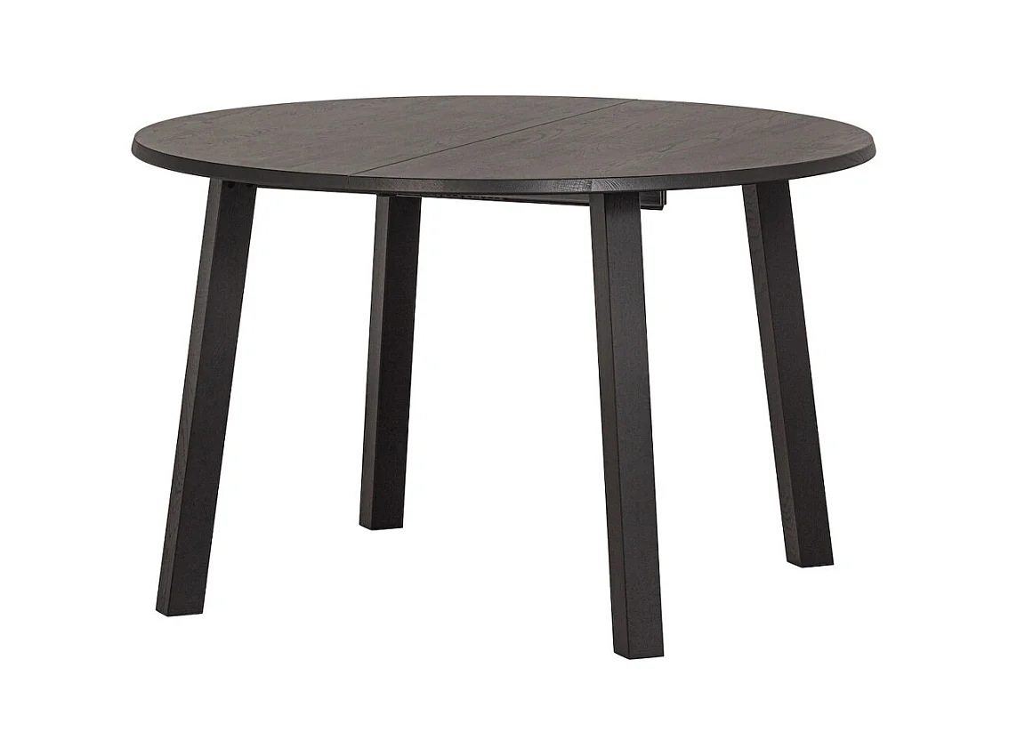 LANGEJAN - Table repas ronde extensible en chêne noir mat