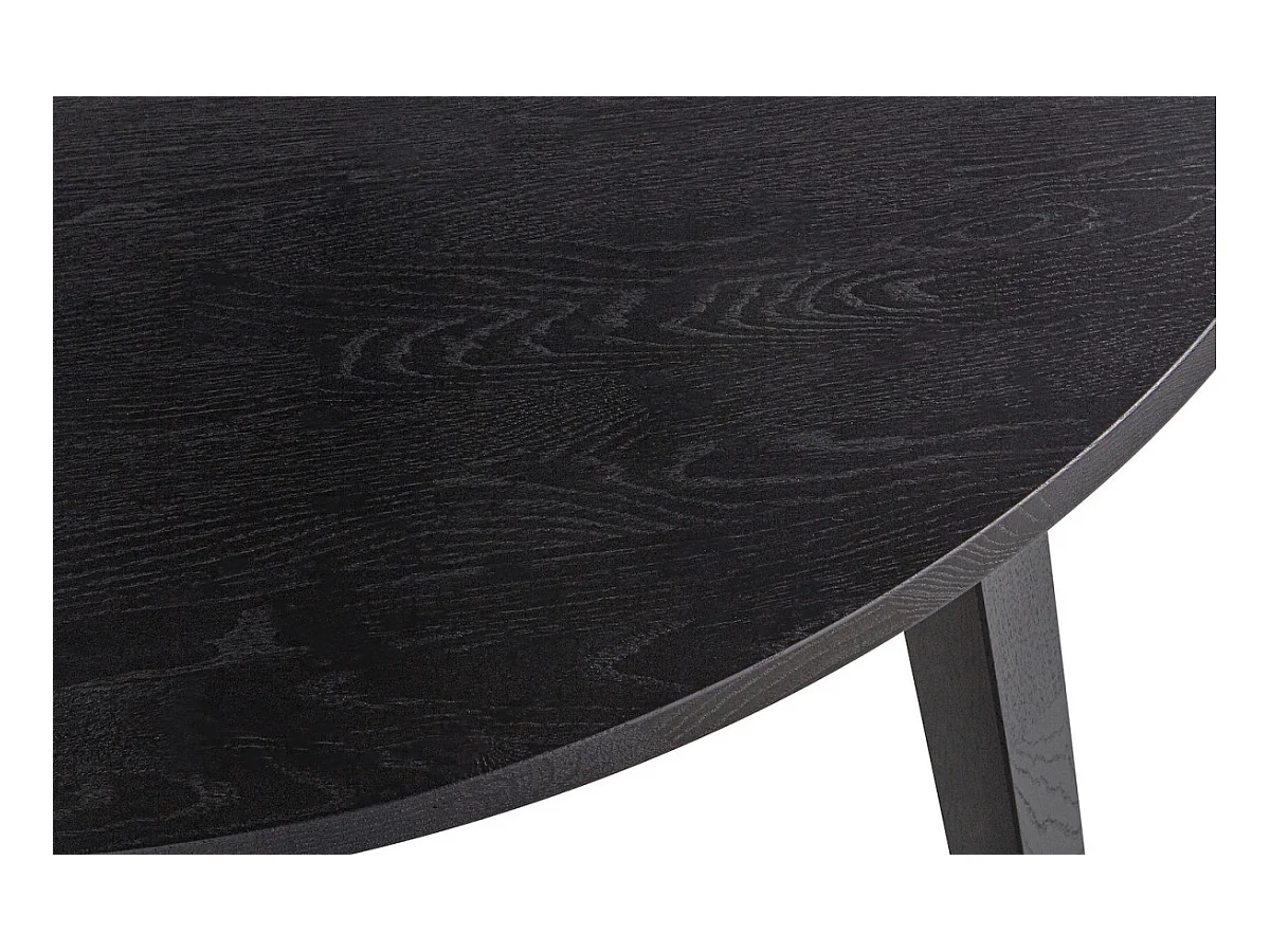 LANGEJAN - Table repas ronde extensible en chêne noir mat