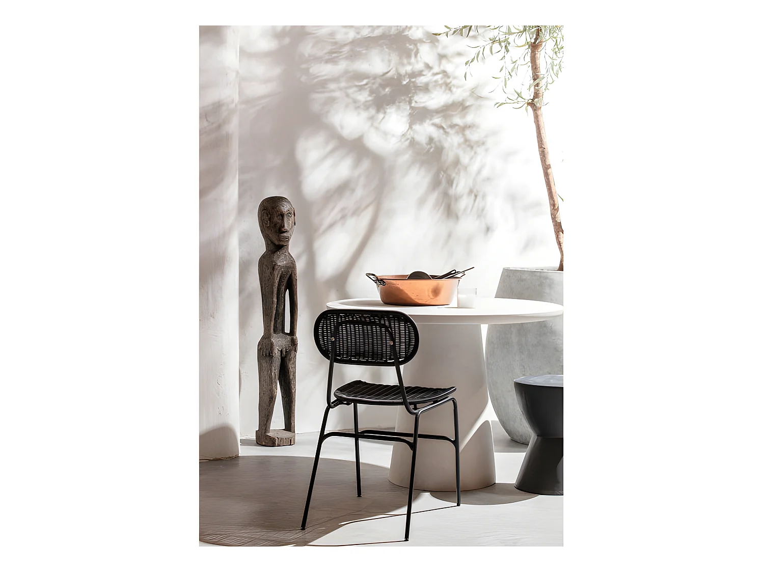 DAMON - Table de repas blanche D100 cm