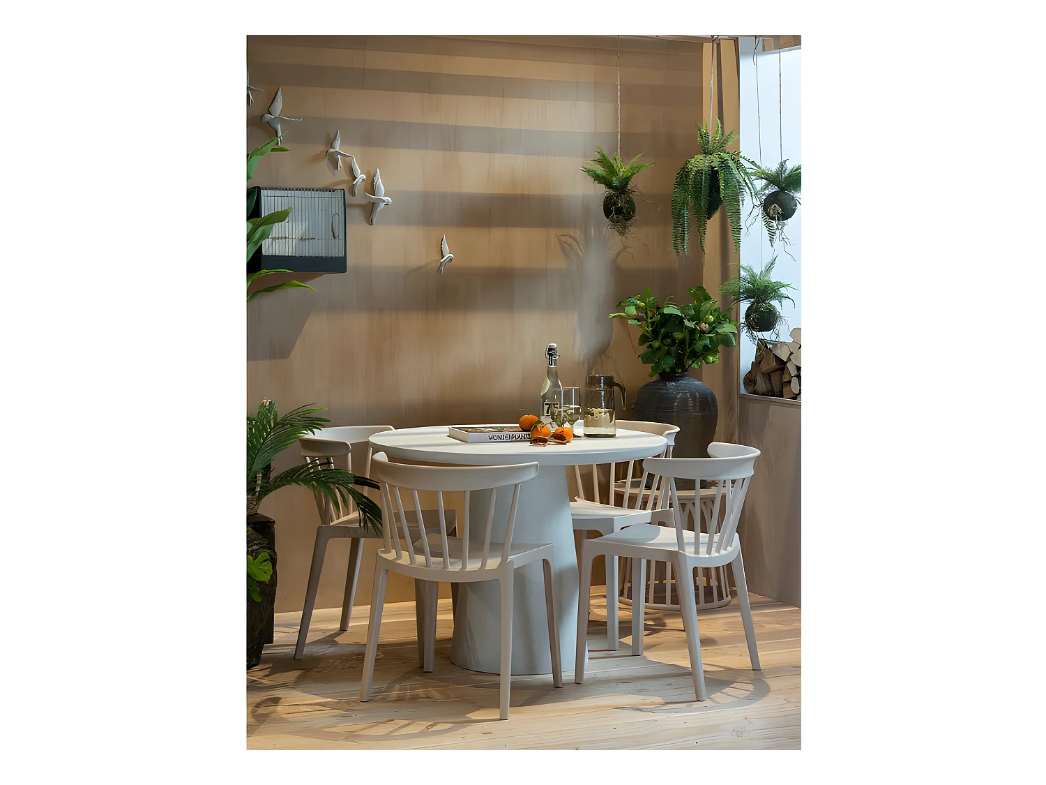 DAMON - Table de repas blanche D100 cm