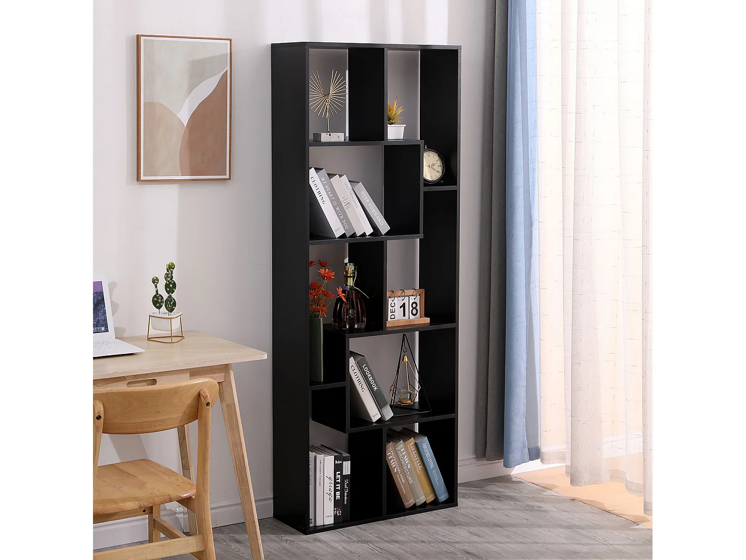 Bibliothèque 8 étagères multiformes noire JANE - HAPPY GARDEN