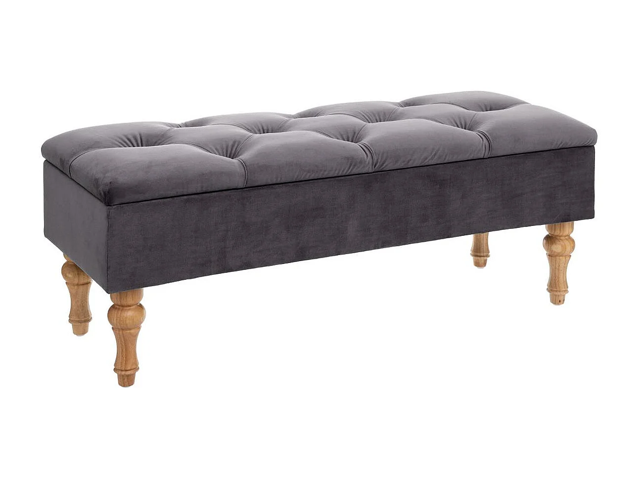 Banco Baúl Atelie 1 Puerta Patas Terciopelo Gris Roble Claro 102x41x38