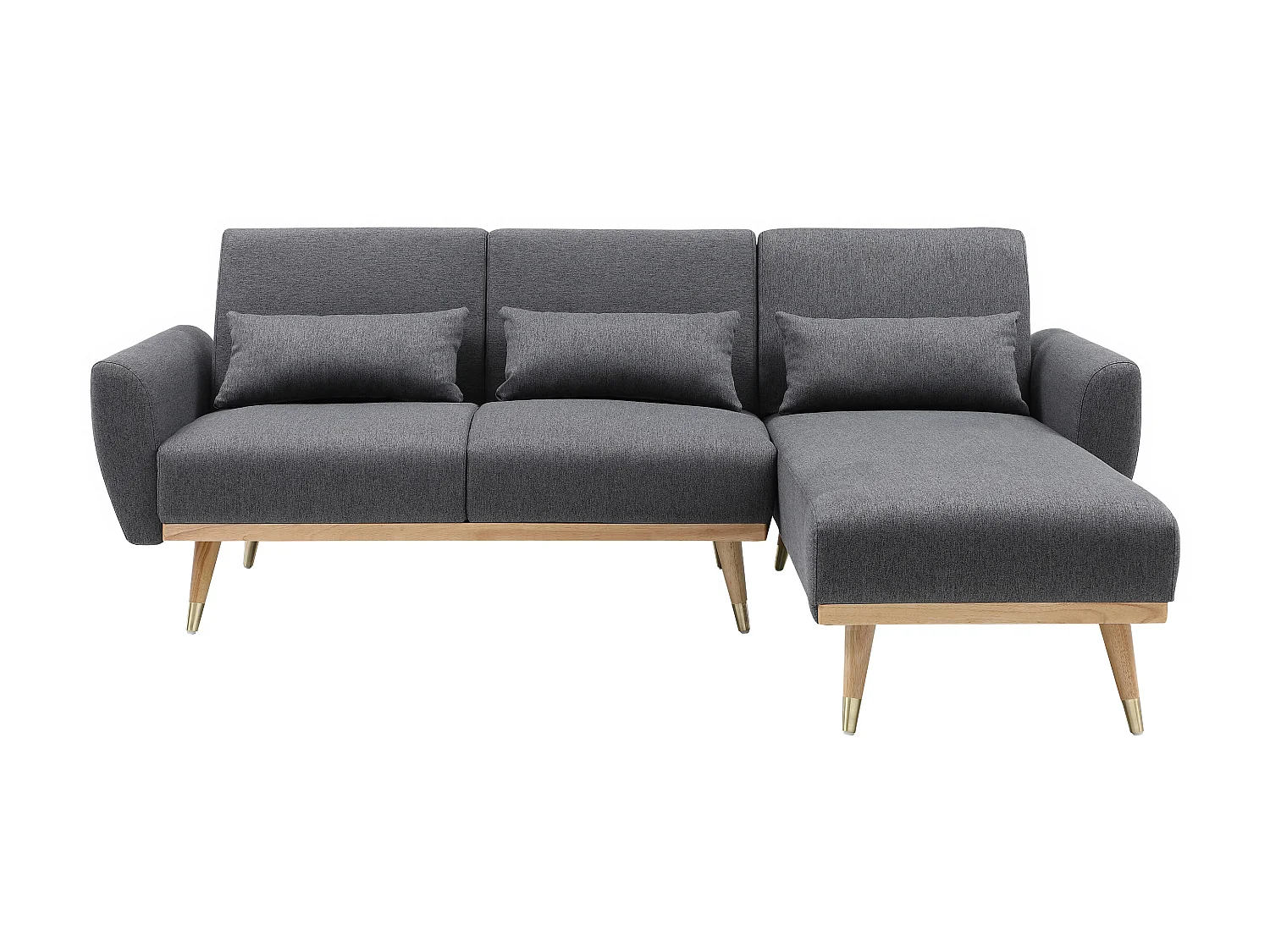 Vändbar bäddsoffa med schäslong och klicklack-funktion i antracitgrått tyg ANDINO