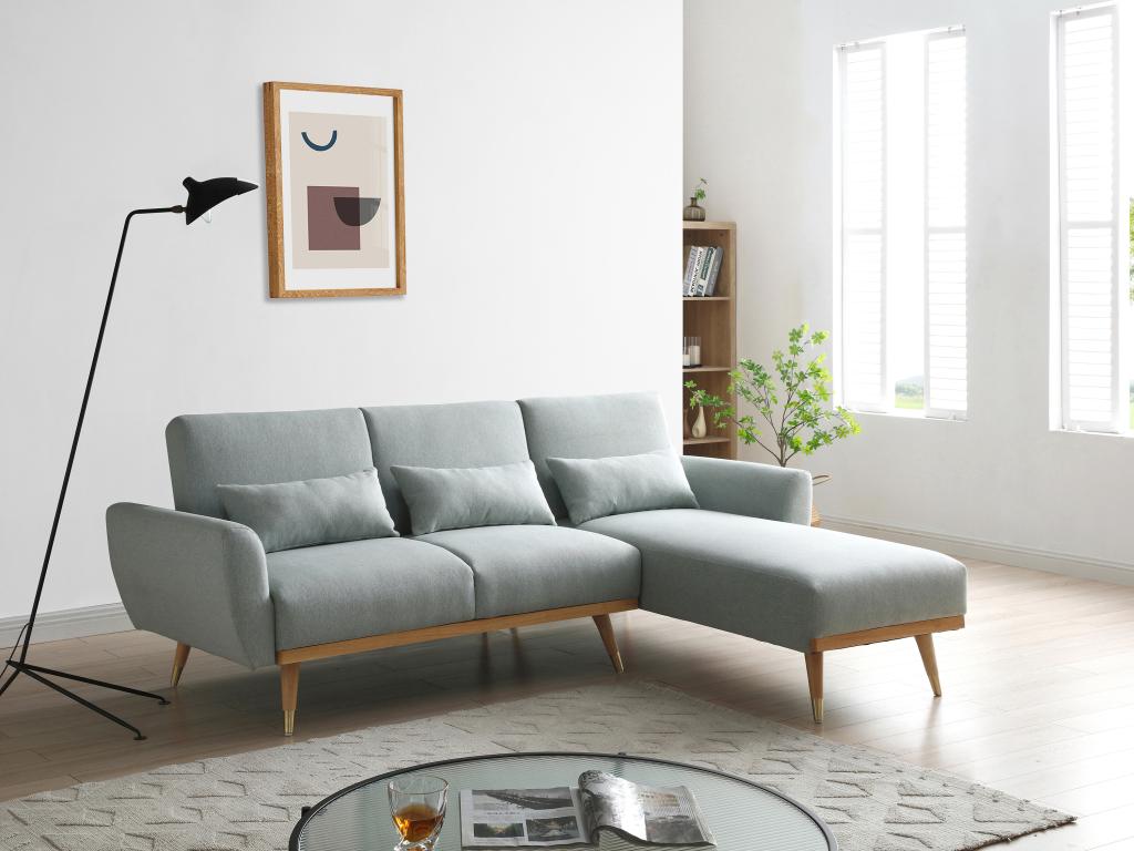 Klappecksofa mit Schlaffunktion - Ecke wechselbar - Stoff - Graugrün - ANDI günstig online kaufen