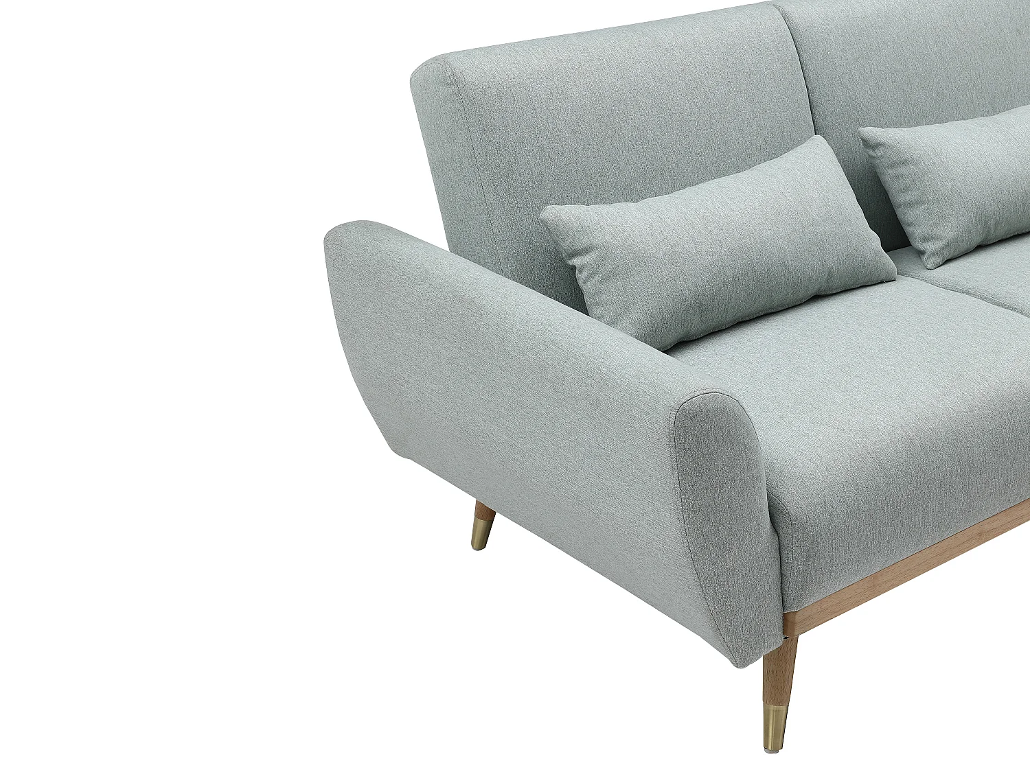 Vändbar bäddsoffa med klick-klack-mekanism i grågrönt tyg ANDINO