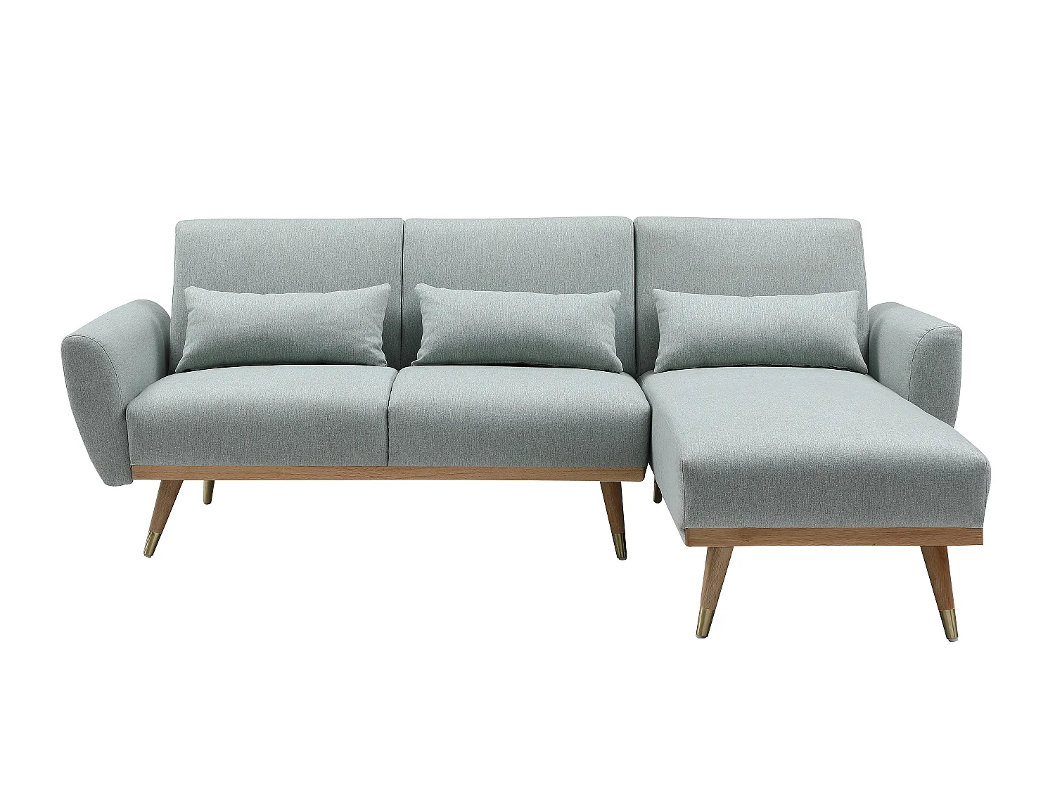 Vändbar bäddsoffa med klick-klack-mekanism i grågrönt tyg ANDINO