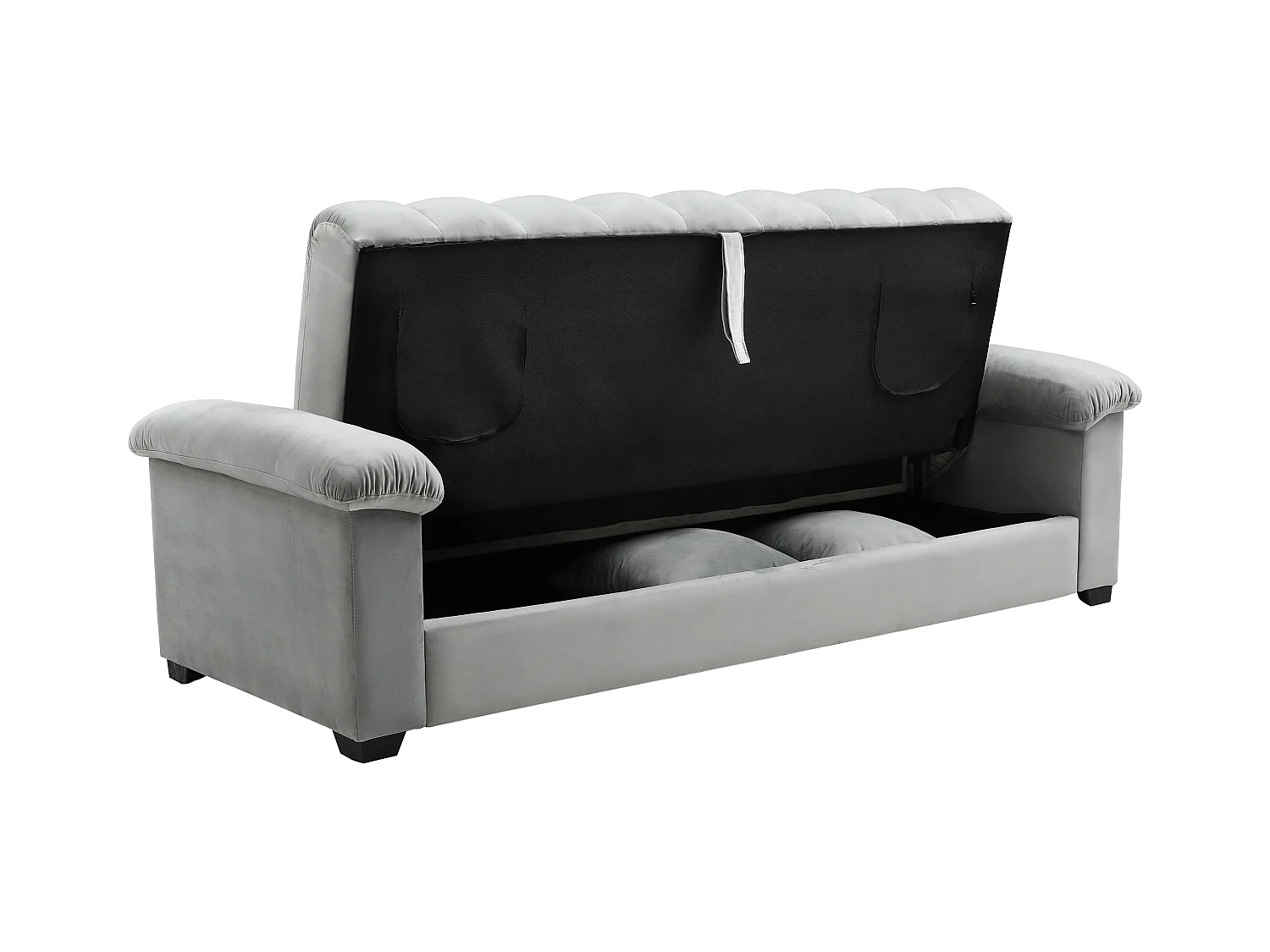 Klappsofa 3-Sitzer mit Schlaffunktion - Samt - Grau - ZAPOTO