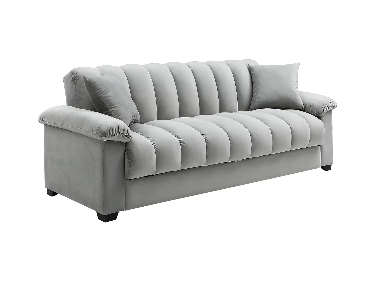 Klappsofa 3-Sitzer mit Schlaffunktion - Samt - Grau - ZAPOTO