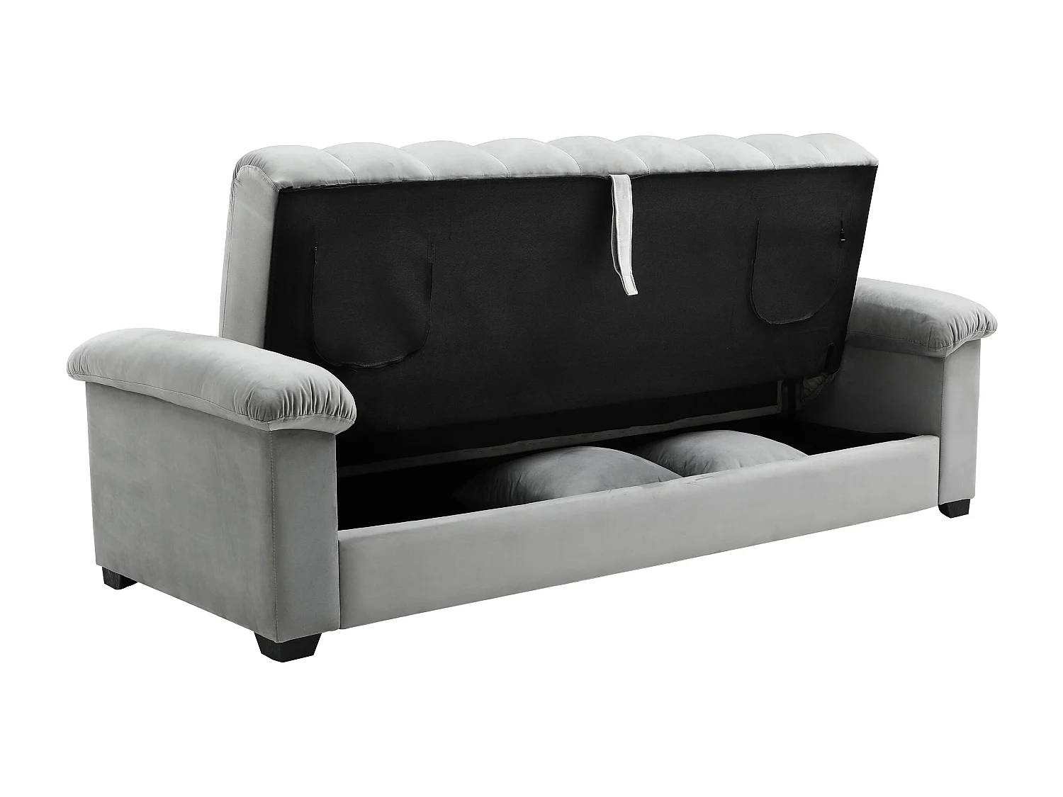 Driezitsslaapbank van grijs velours ZAPOTO