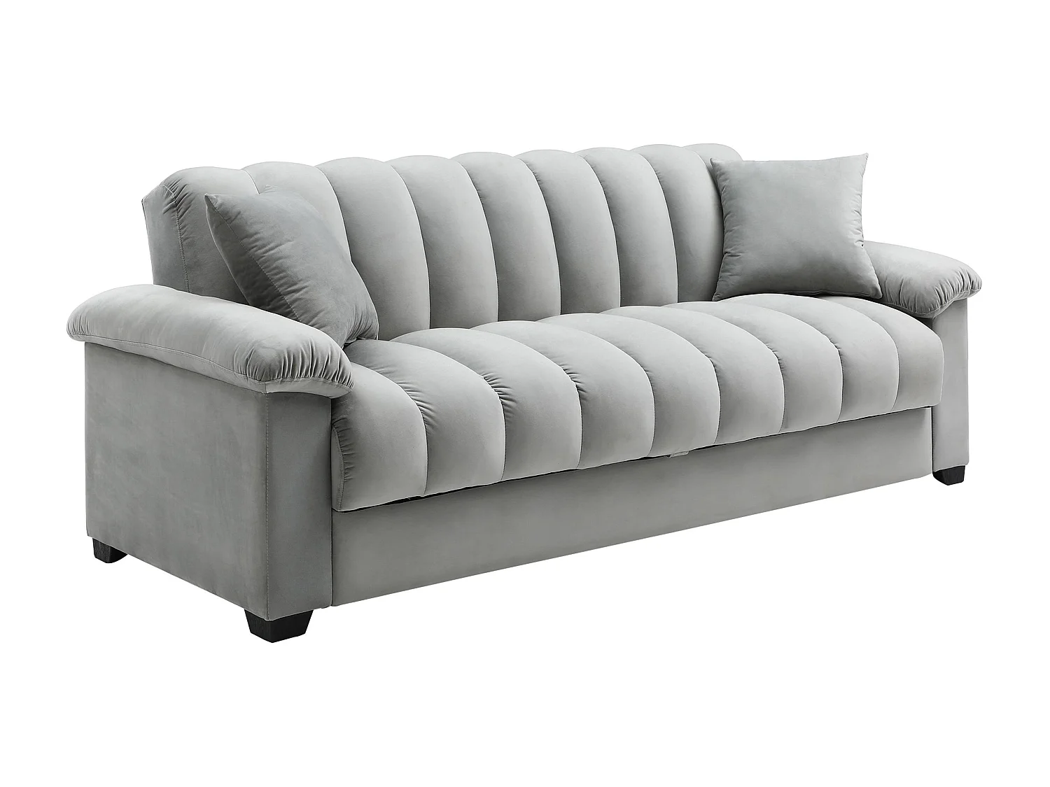 Driezitsslaapbank van grijs velours ZAPOTO