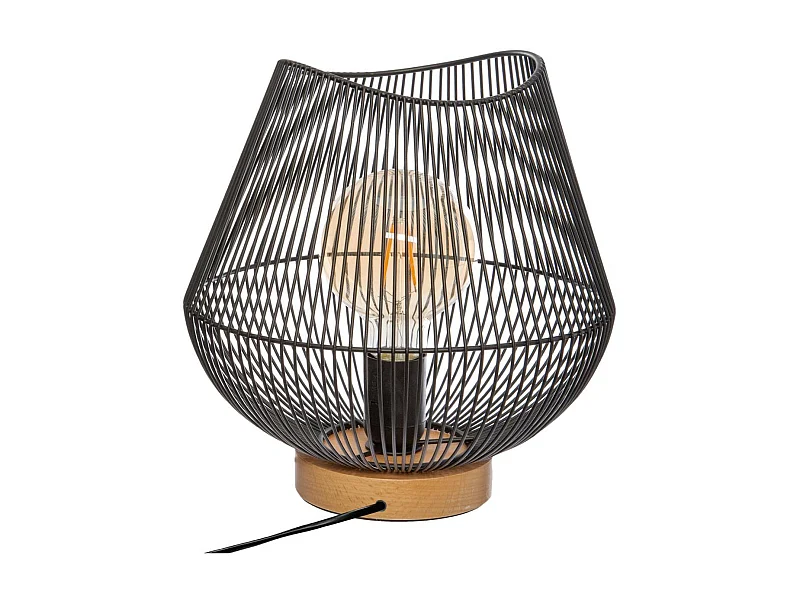Lampe à poser en métal filaire Noir H 28 cm