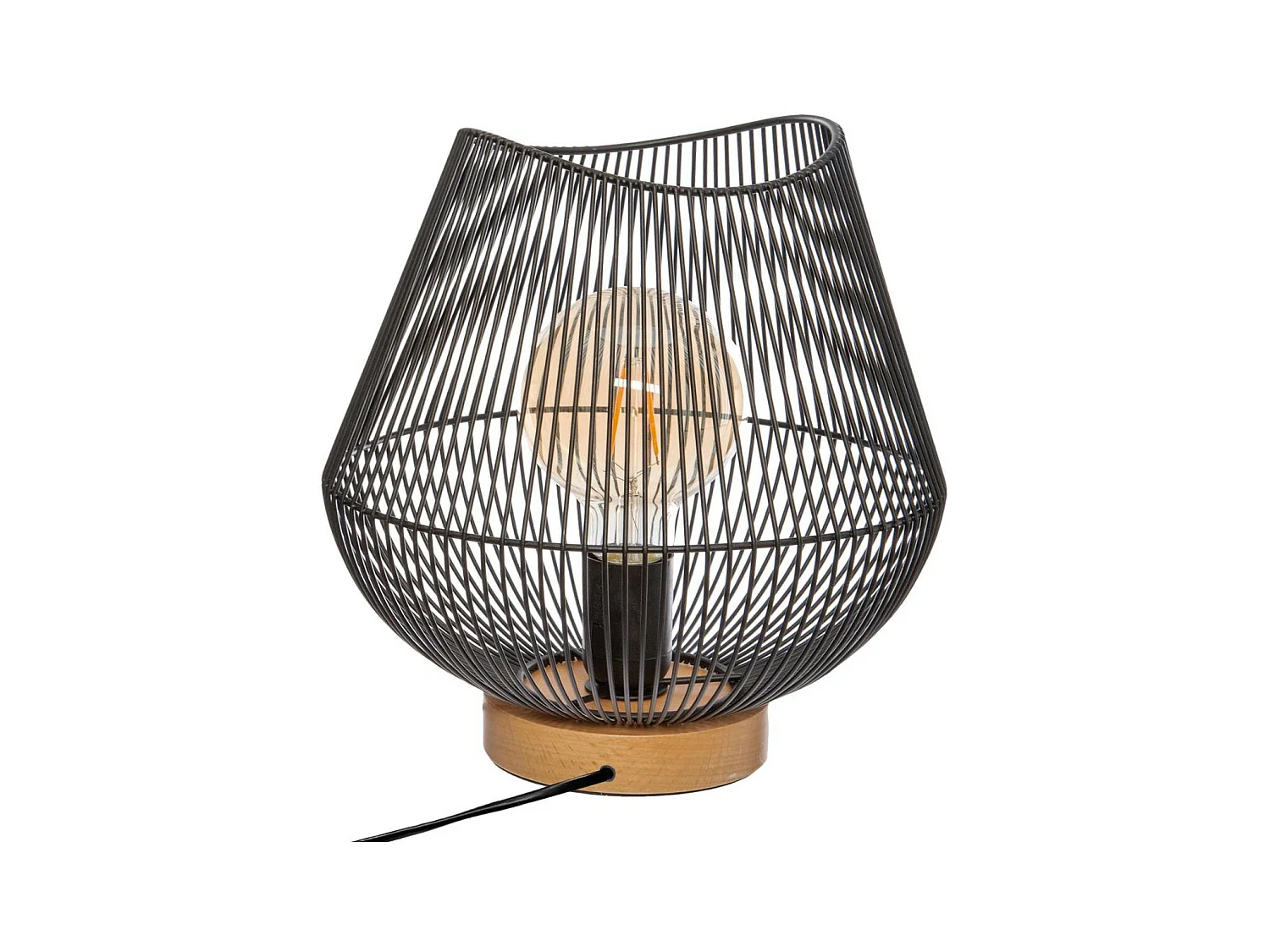 Lampe à poser en métal filaire Noir H 28 cm