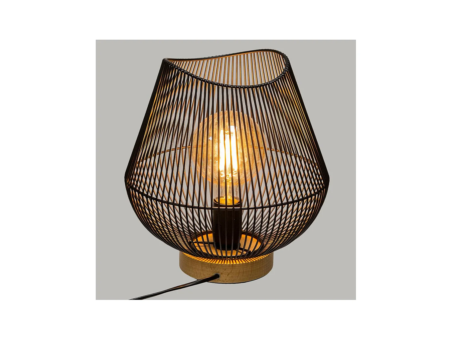 Lampe à poser en métal filaire Noir H 28 cm