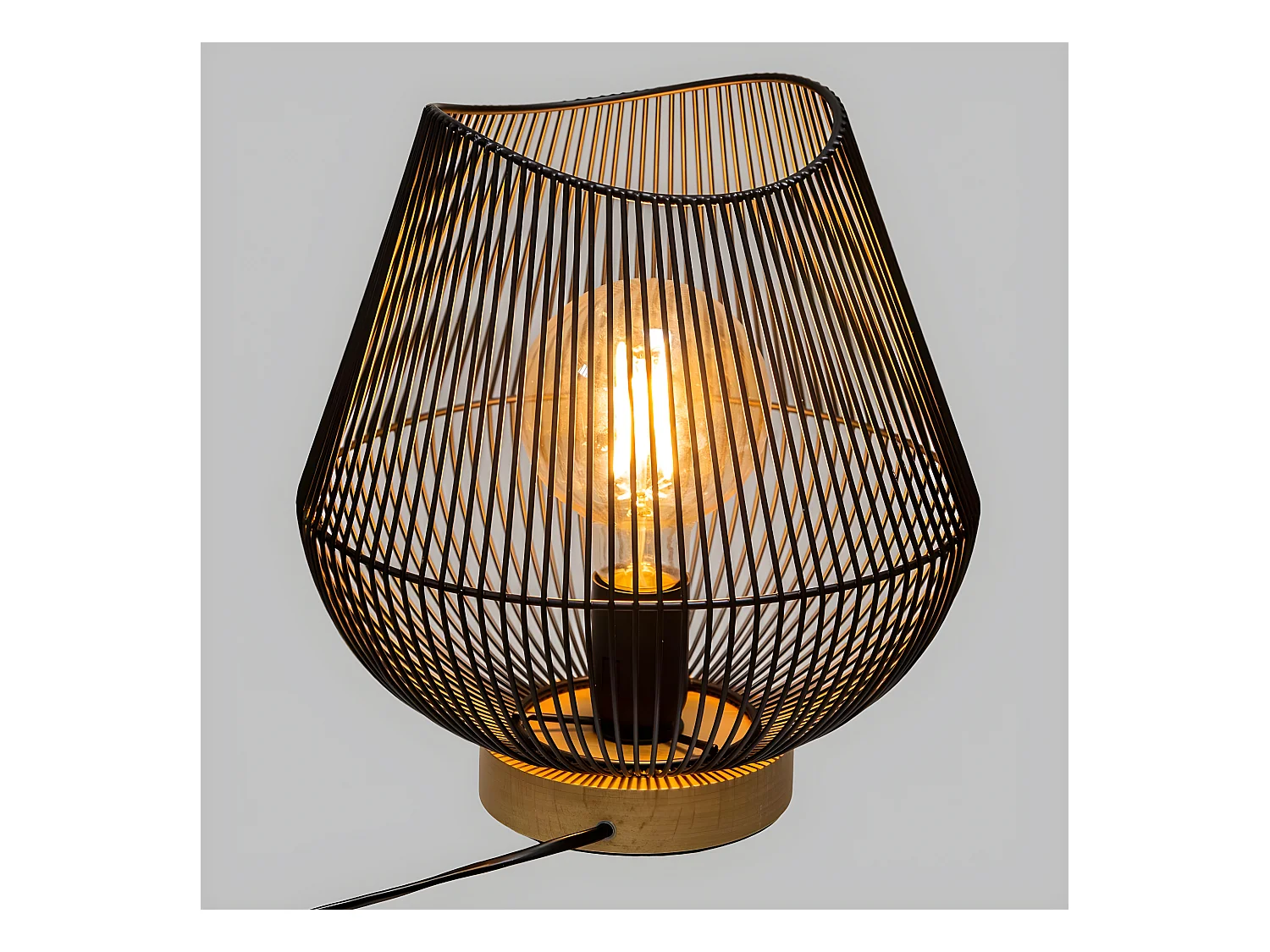 Lampe à poser en métal filaire Noir H 28 cm