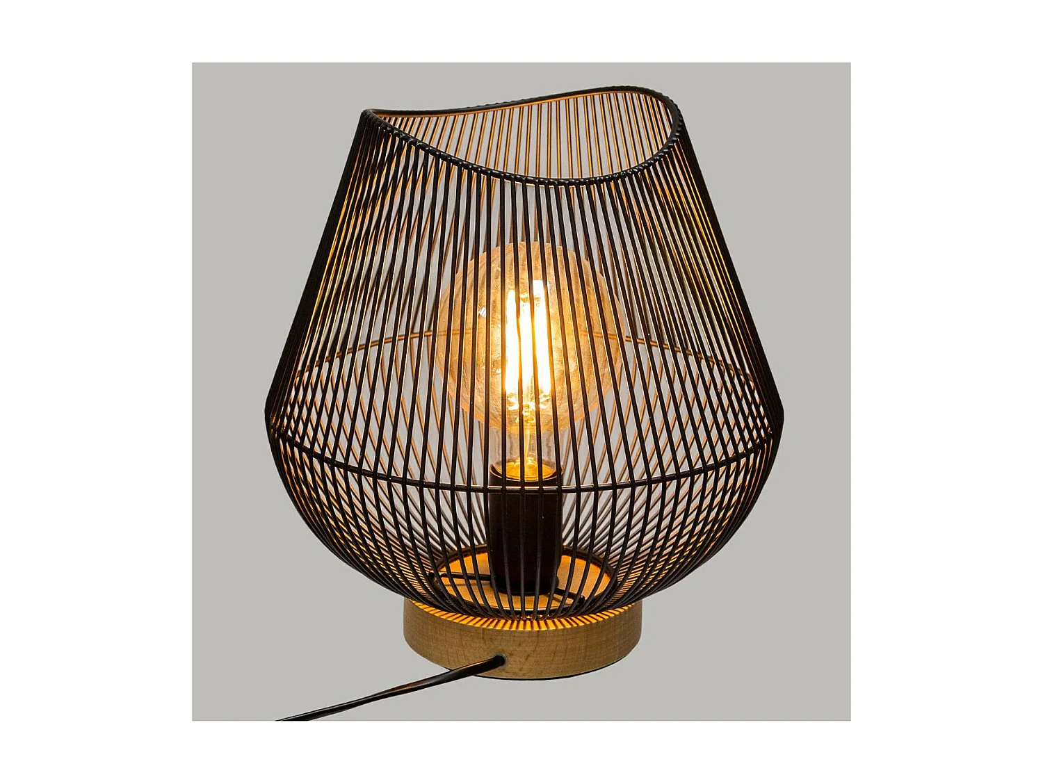 Lampe à poser en métal filaire Noir H 28 cm