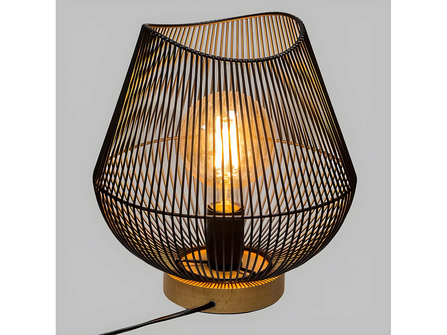 Lampe à poser en métal filaire Noir H 28 cm