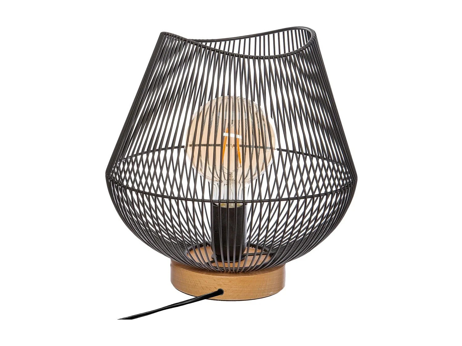 Lampe à poser en métal filaire Noir H 28 cm