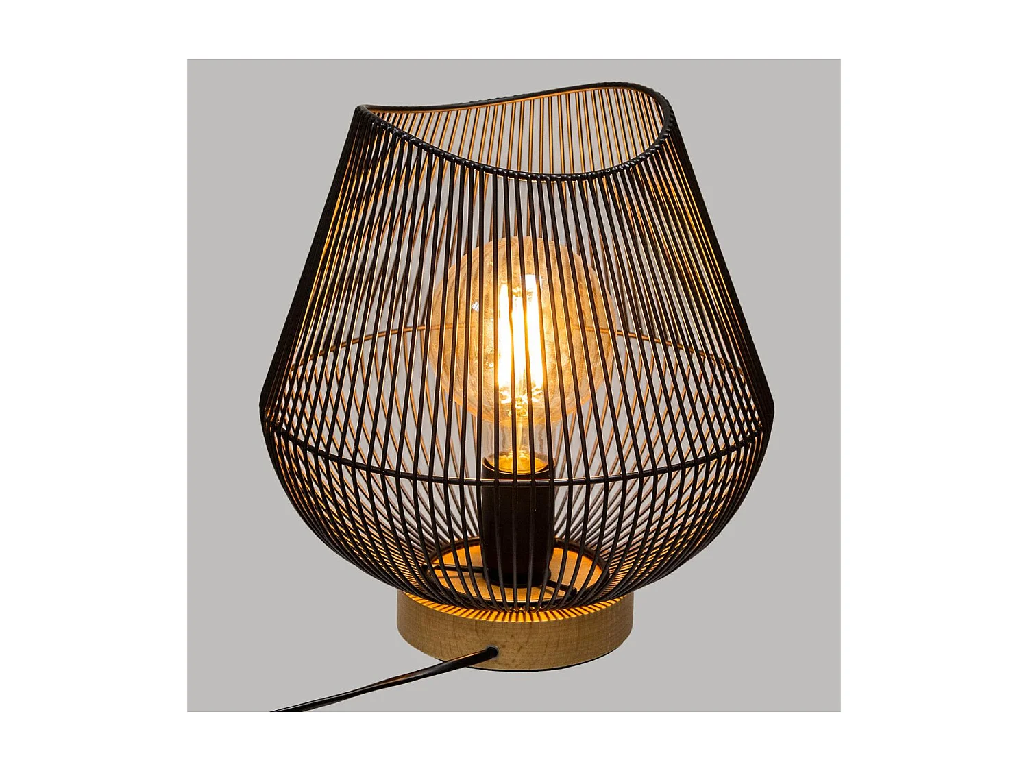 Lampe à poser en métal filaire Noir H 28 cm