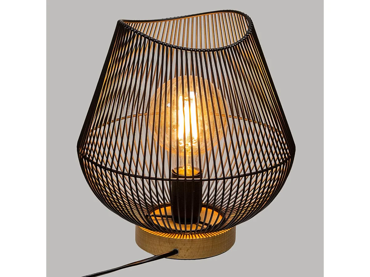 Lampe à poser en métal filaire Noir H 28 cm