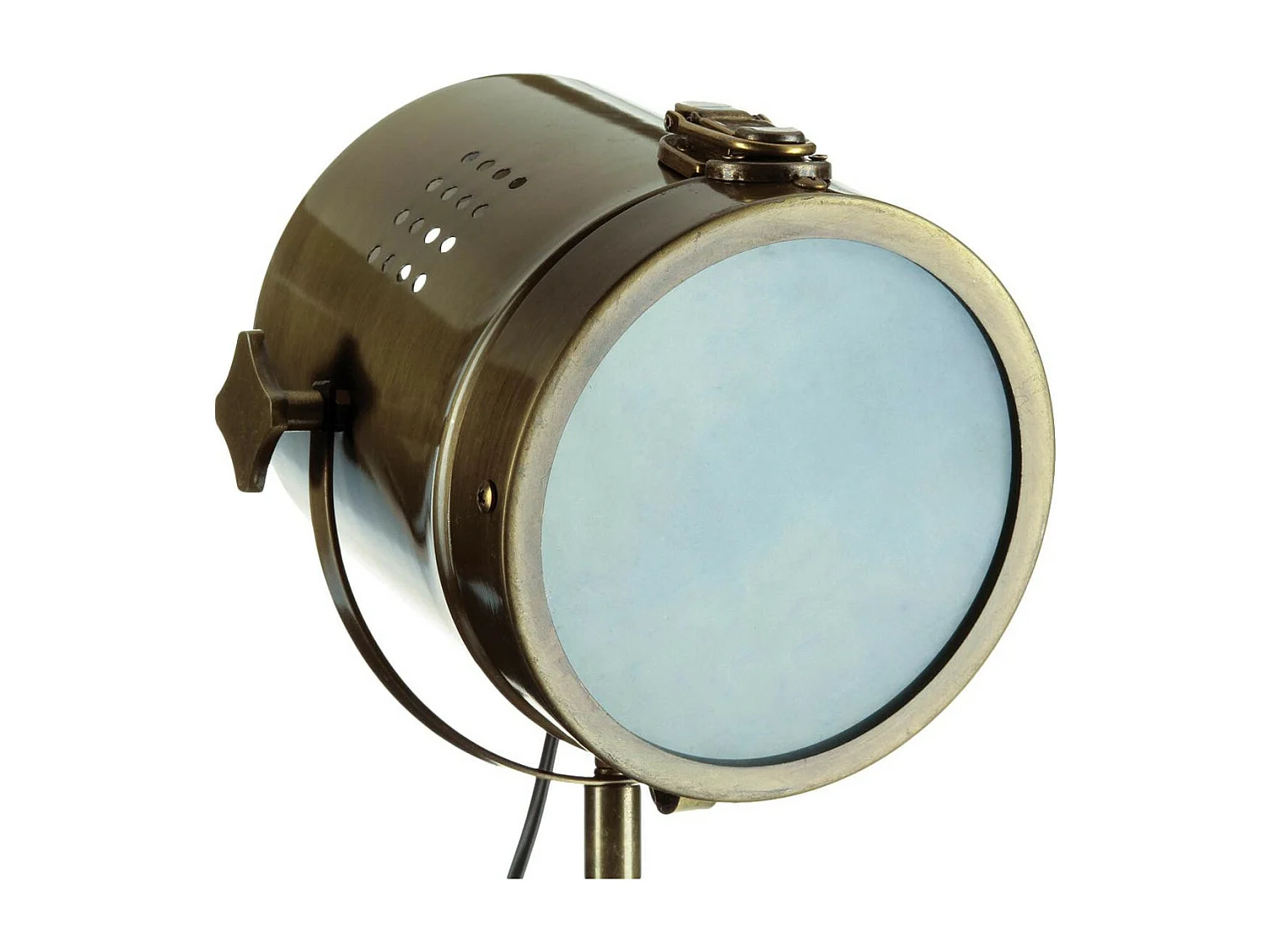 Lampe Projecteur en métal Bronze et pied en Bois H 68 cm