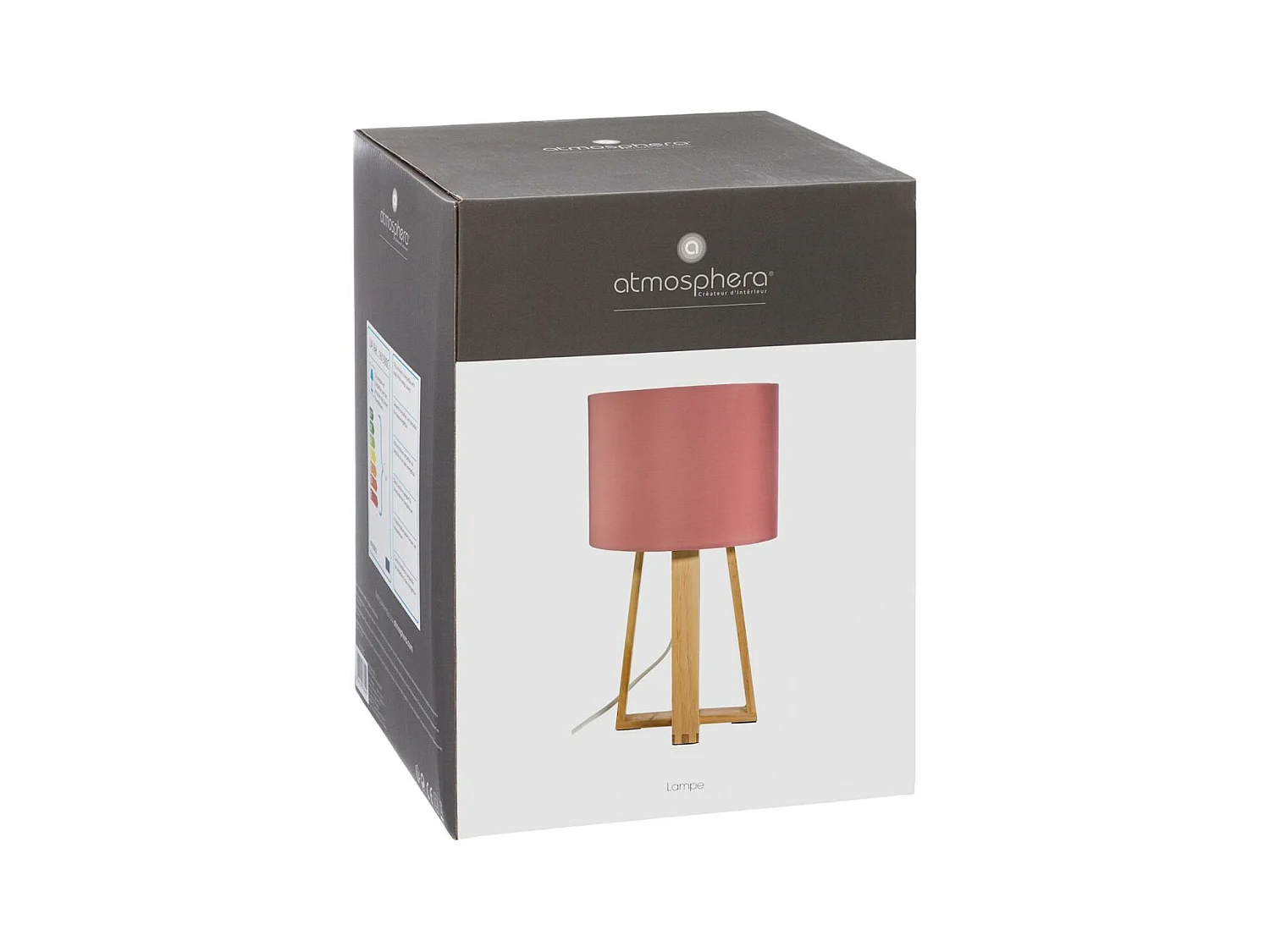 Lampe à poser Pied en Bois et Abat-jour Gris H 34.5 cm