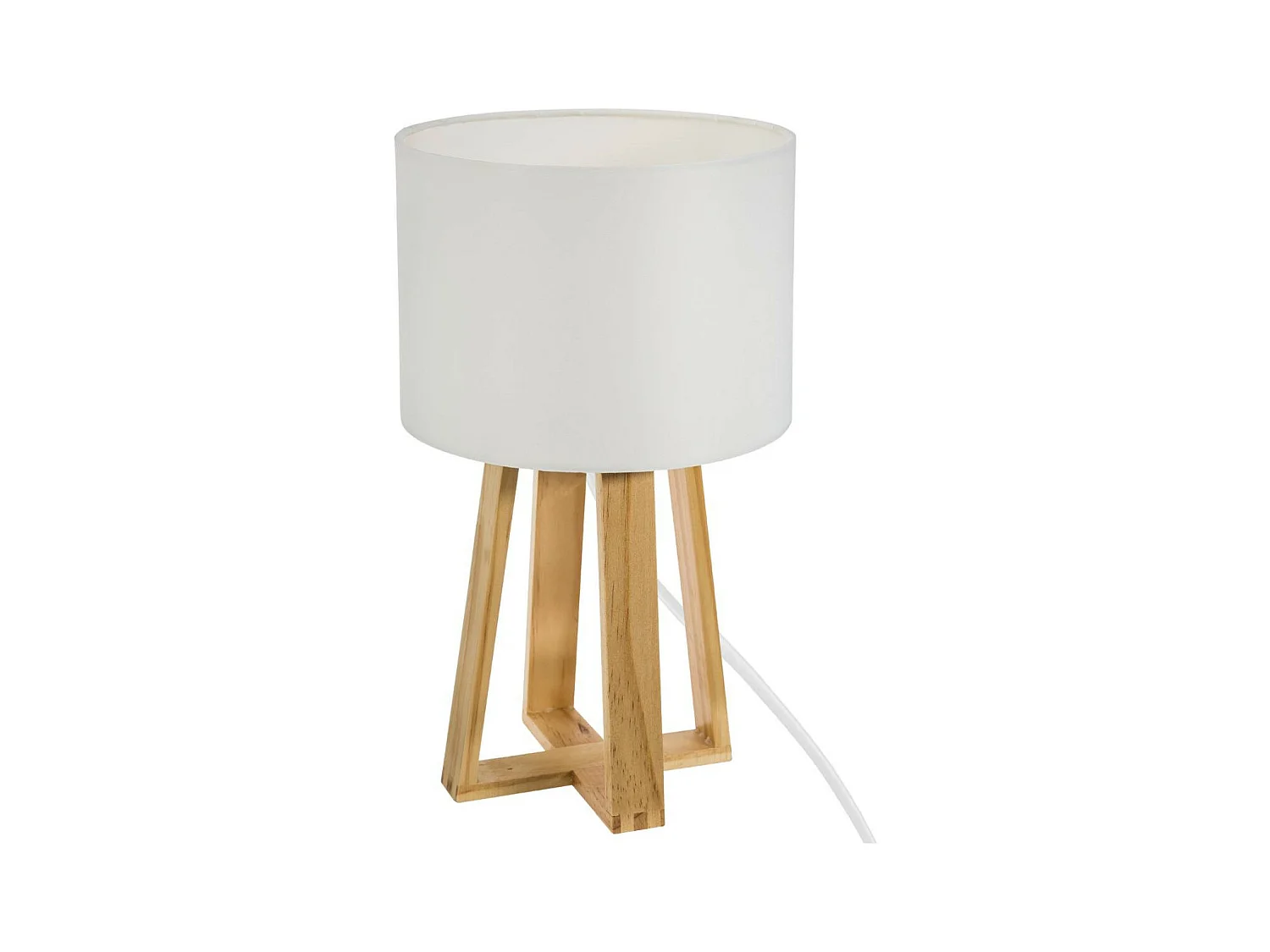 Lampe à poser Pied en Bois et Abat-jour Blanc H 34.5 cm
