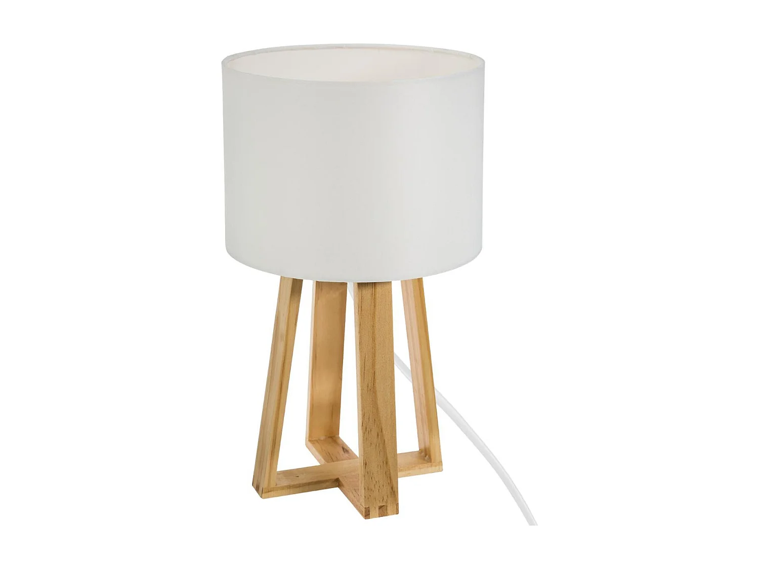 Lampe à poser Pied en Bois et Abat-jour Blanc H 34.5 cm