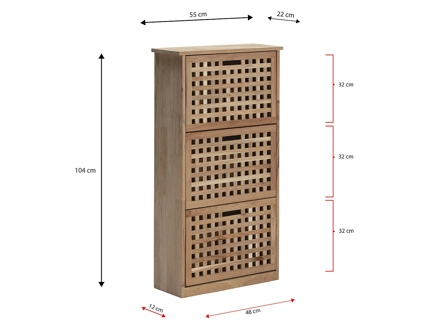 Mueble zapatero Yales de 3 puertas, madera maciza