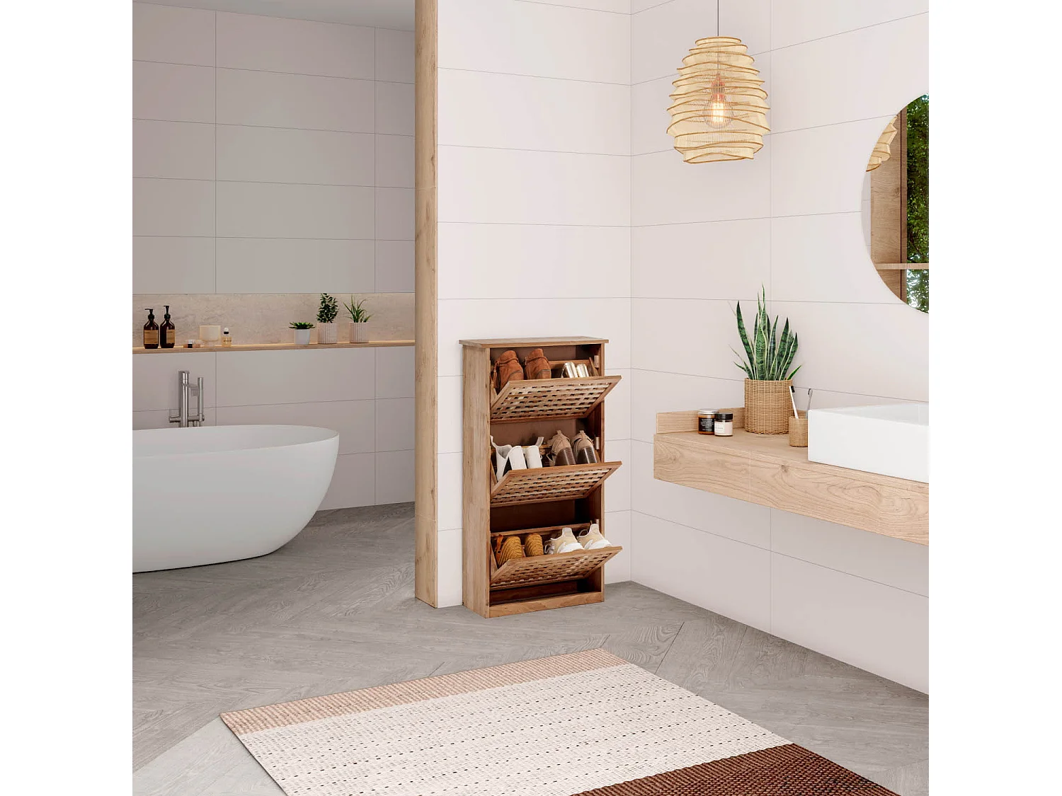 Mueble zapatero Yales de 3 puertas, madera maciza