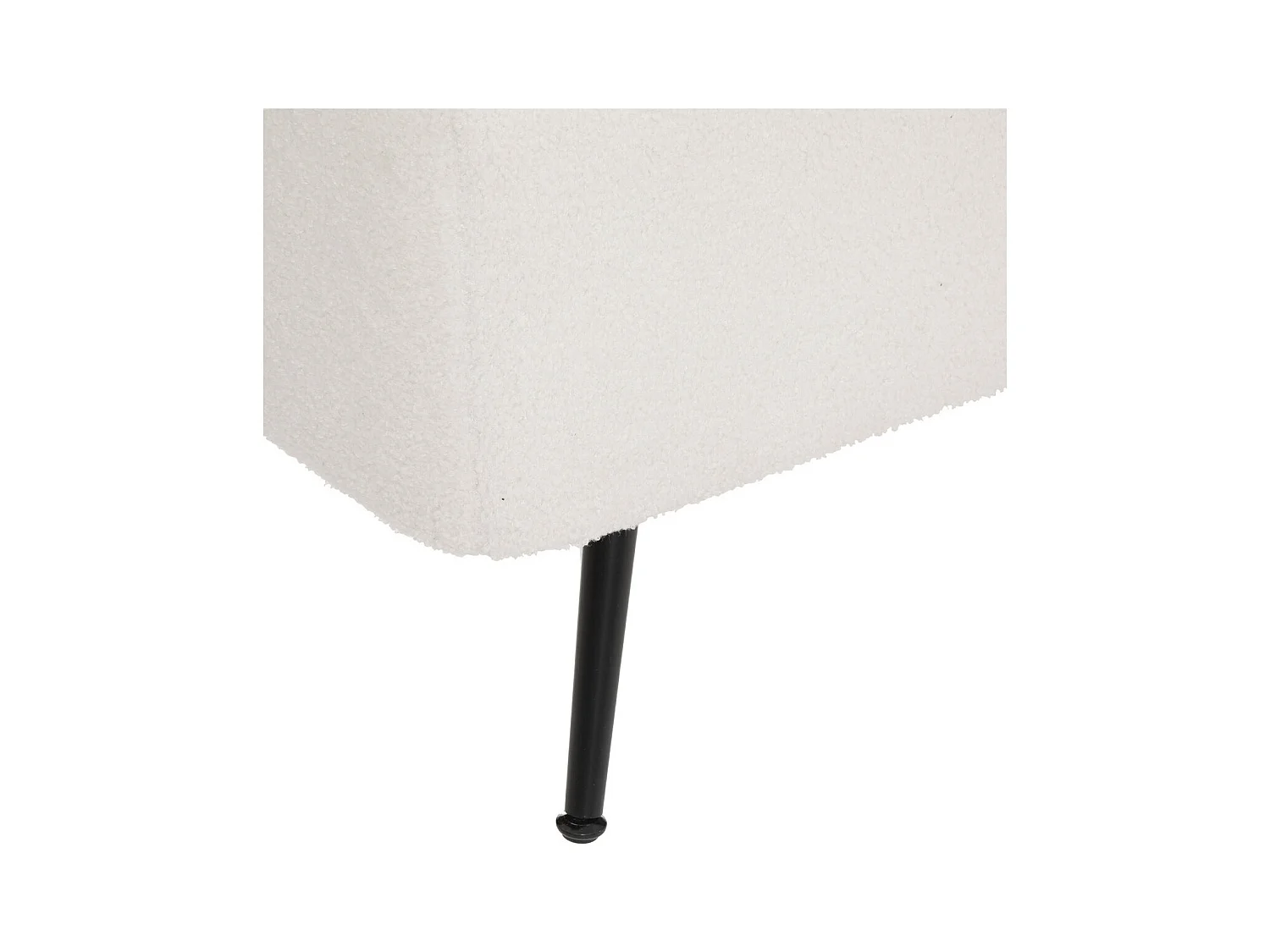 Banc Coffre tissu blanc à bouclettes et pieds en métal  100 x 40 cm