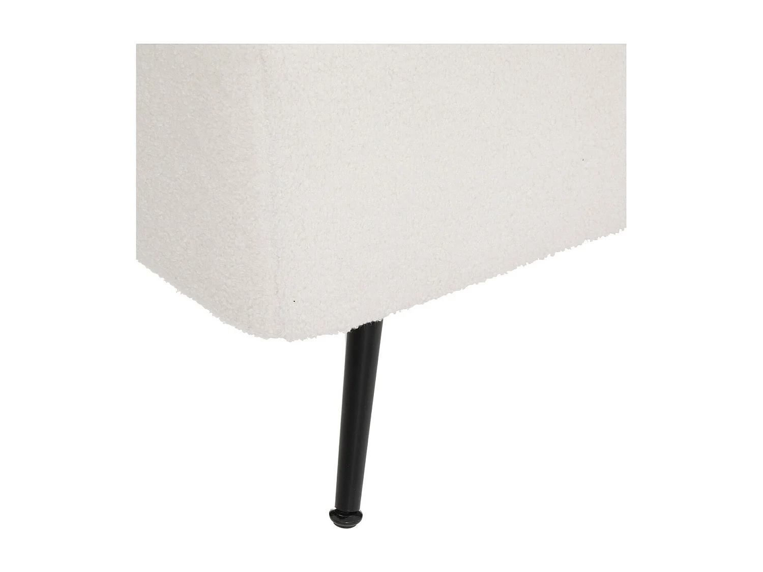 Banc Coffre tissu blanc à bouclettes et pieds en métal  100 x 40 cm