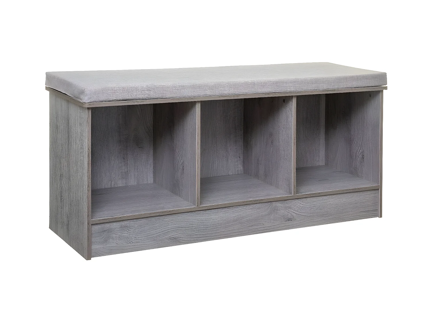 Banc Rangement 3 Cases effet chêne gris L 105 cm