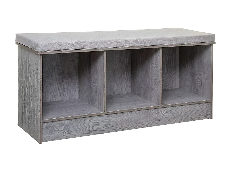 Banc Rangement 3 Cases effet chêne gris L 105 cm