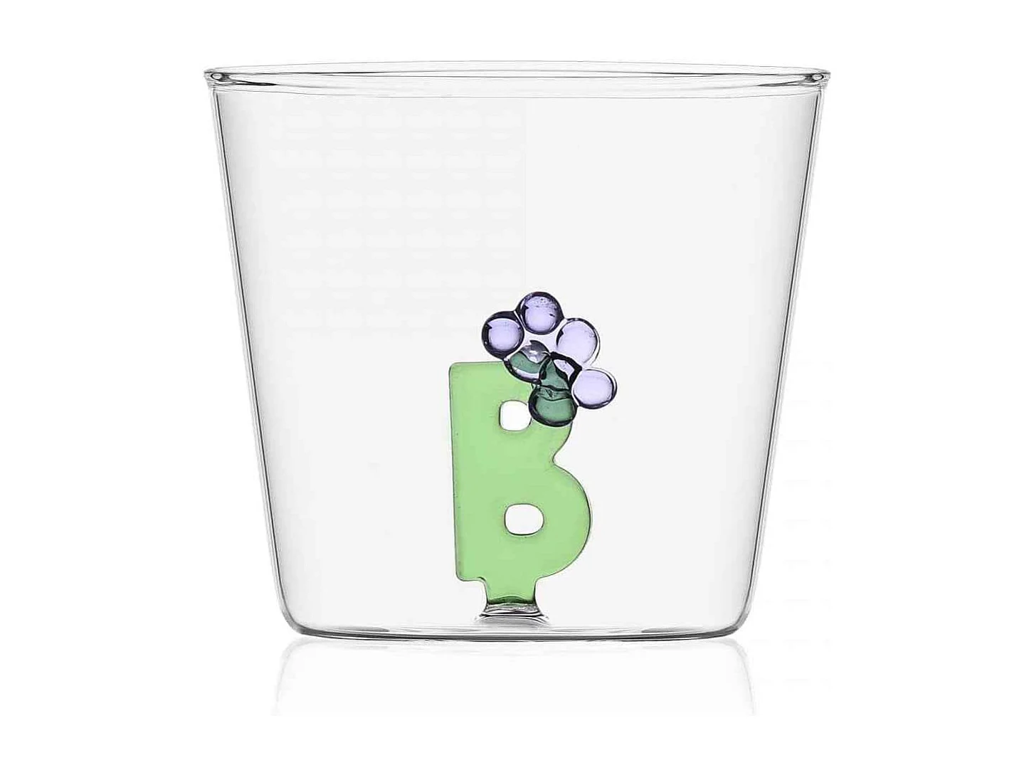 Tumbler in vetro borosilicato, B, trasparente 350 ml, Greenwood Alfabeto Fiorito