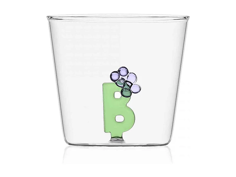Tumbler in vetro borosilicato, B, trasparente 350 ml, Greenwood Alfabeto Fiorito