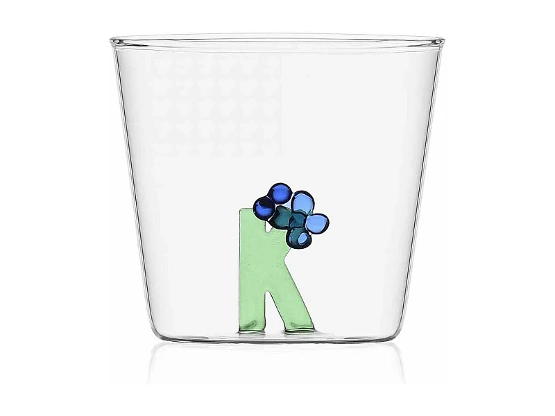 Szklanka z szkła borokrzemowego, K, przezroczysty 350 ml, Greenwood Alfabeto Fiorito