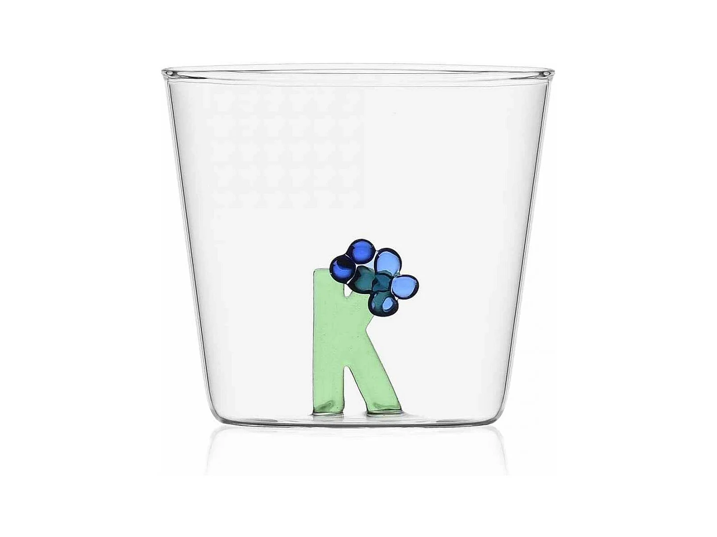 Gobelet en verre borosilicate, K, transparent 350 ml, Greenwood Alfabeto Fiorito