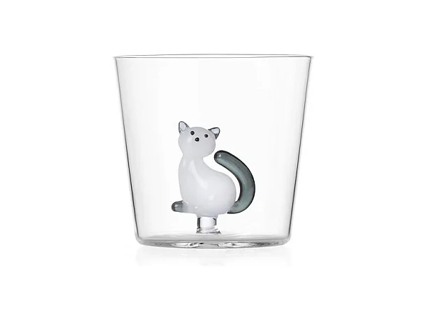 Gobelet en verre borosilicate, Chat, blanc/gris 350 ml, Tabby Cat