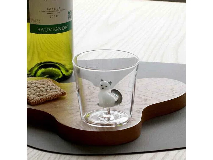 Gobelet en verre borosilicate, Chat, blanc/gris 350 ml, Tabby Cat