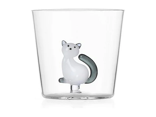 Gobelet en verre borosilicate, Chat, blanc/gris 350 ml, Tabby Cat